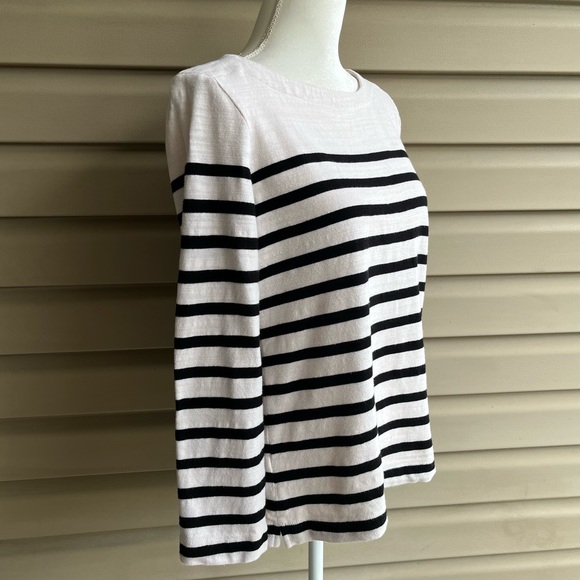 •LOFT• Black/White Striped Boatneck Top - Size Medium - Picture 4 of 7